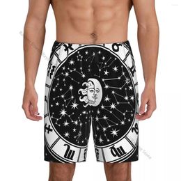 Men's Sleepwear Short Sleep Pants Horoscope Circle Black And White Zodiac Sign Mens Pyjamas