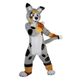 Halloween Gray Husky Dog Mascot Costumes Christmas Party Dress Cartoon Character Carnival Advertising Birthday Party Costume Outfit