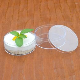 Disposable Cups Straws 20pcs Round Transparent Thick Hard Plastic Box Packaging Cake Pastry Mousse Tiramisu Cup Diy Biscuits Cookies Dessert