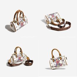 Ladies Women's Evening Boston Bags Anime Fashionable Graffiti Cute Little Bear Cartoon Girl Single Shoulder Skew Straddle Bag Handheld