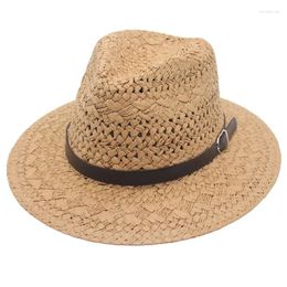 Berets Vintage Simple Holiday Hollow Straw Fedora Hat Spring Summer Beach Panama Retro Women Sun Hats Men Travel Cap Wholesale