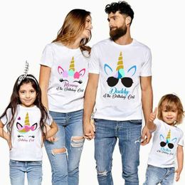 Family Matching Outfits 1pc Family Matching Clothes Daddy Mommy Brother Sister Girls Birthday Tshirts Funny Summer Family Look Party Tees Tops T240513