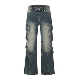 Mens Plus Size Pants Washed Baggy Jeans Uni Straight Casual Denim Trousers Drop Delivery Apparel Otlvu