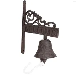 Decorative Figurines Bell Doorbell Iron Hanging Door Bells Wall Dinner Shaking Parts Fence Link Chain Outdoor Cast Welcome Garden Rustic