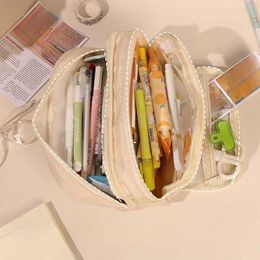 Pencil Bags Anti fouling black large capacity pencil case fashion school case stationery holder bag for boys and girls pencil case school supplies