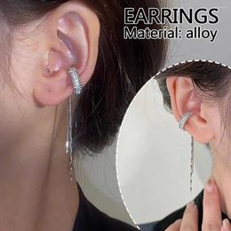 Backs Earrings Crystal Tassel Non-Piercing Cuff Ear Clip Earring For Women Shiny Rhinestone Chain Fake Cartilage Piercing Jewellery L3N5