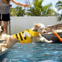Dog Apparel Little Bee Pet Life Jacket Practical Adjustable Breathable Vest Harness Soft Summer Swimwear Clothes Outdoor