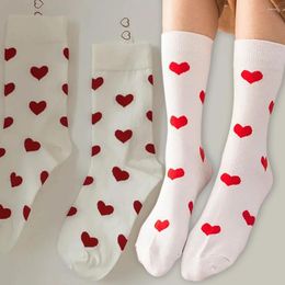 Women Socks 1/2pairs Funny Love Sock Red Pattern Cotton Men Crew Street Tide Middle Tube Sox Gift Fashion Cute Novelty