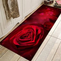 Carpets 3D Flowers Pattern Kitchen Rugs And Mats Laundry Room Runner Rug Non-slip Bathroom Floor Carpet Doormat