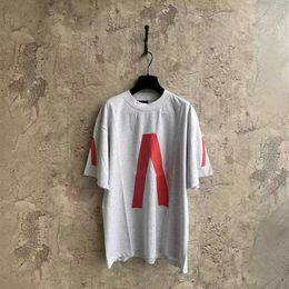Ceiling 24ss Paris Music Short Sleeved Handmade Worn-out Ship Os Loose Fit Unisex T-shirt