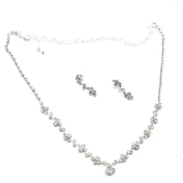 Necklace Earrings Set Women's 2 Pieces Jewellery Bridal Full Rhinestones For Bridesmaid Wedding Masquerade