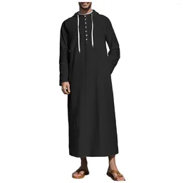 Men's Casual Shirts Mens Muslim Dress Robe Arab Middle Long Sleeve Embroidered Pocket Shirt Fashionable Short-sleeved