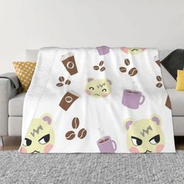Blankets Animal Crossing Horizons Blanket Flannel Marshal Coffee Pattern Cosy Soft FLeece Bedspread