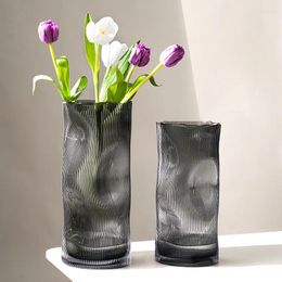 Vases Simple Vertical Pattern Special-Shaped Vase Dried Flower Arrangement Container Living Room Table Decoration Porch