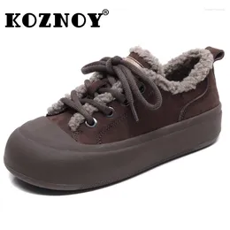 Casual Shoes Koznoy 4CM Ergonomic Cow Suede Genuine Leather High Brand Spring Winter Plush Loafers Autumn Loafer Ethnic Women Flats