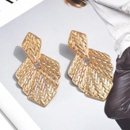 Dangle Earrings High-Quality Gold Colour Metal Leaf-Shaped Drop Wholesale Fashion Trend Accessories Jewellery For Women
