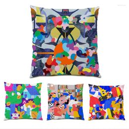 Pillow Vintage Pillowcase Ultra Soft Velvet Living Room Cover Decorative Color Block Abstract Pattern Polyester Linen E0596