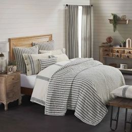 Furniture suppliesMarket Place Gray California King Quilt 100% Cotton Quilted Bedspread with Ticking Hand Grain S 240514