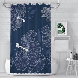 Shower Curtains Flowers Line Art Nevy Bathroom Pattern Texture Painting Waterproof Partition Home Decor Accessories