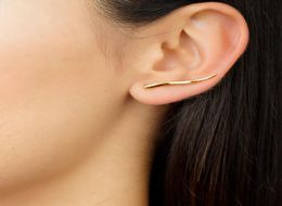ROXI Minimalist 925 Sterling Silver Climber Small Stud Earrings for Women Everyday Jewelry Simple Ear Cuff Long Ears Crawler5188449