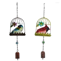 Decorative Figurines European-Style Bird Cage Wind Chimes Iron Bell Ornaments Pastoral Balcony Home Creative Pendant Hanging Decoration