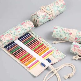 Pencil Bags 72 hole canvas pen curtain large capacity Kawaii pen storage bag stationery school office supplies sketching pencil case