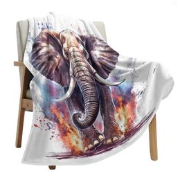 Blankets Elephant Animal Watercolor Throws For Sofa Bed Winter Soft Plush Warm Throw Blanket Holiday Gifts