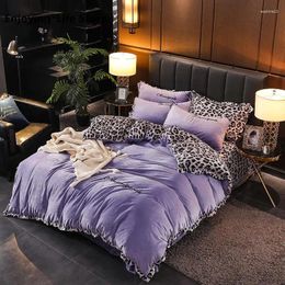Bedding Sets Fleece Set 4pcs/set Duvet Cover Flat Sheet Pillowcase Flannel Winter Warm Bed Linen