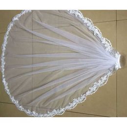 Wedding Hair Jewellery Elegant One-tier Fingertip Length Wedding Dress Veil Bridal Veils With Lace Applique Edge For Bride