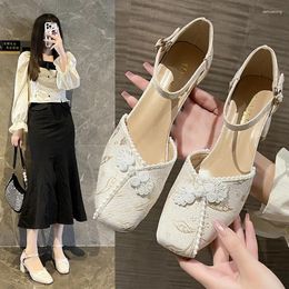 Casual Shoes 2024 Spring And Autumn Women's Retro Trend Versatile Sandals Ancient Style Luxury Fashion High Heels