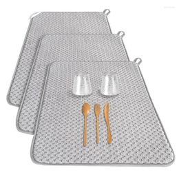 Table Mats Dish Drying Mat Absorbent Microfiber Dishes Drainer Size Pads For Kitchen Counter Coffee 24 X 17Inch 3Piece