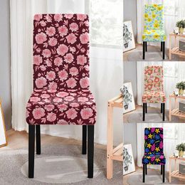 Chair Covers Elastic Flower Print Cover Spandex Slipcover Multicolor Strech Kitchen Stools Seat Home El Party Decor