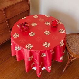 Table Cloth Red Round Tablecloth For Home Living Room Kitchen Coffee Decoration Festive Wedding Holiday Party