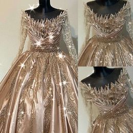 Vestidos de noiva brilhantes Apliques lantejas de lantejas de mangas de cetim vestido de cetim zíper de noiva personalizado descepisl