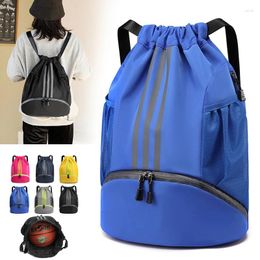 Backpack Lightweight Drawstring Sports Gym Sack Bag Water Resistant Soccer Travel Duffle With Side Pockets For Men Women