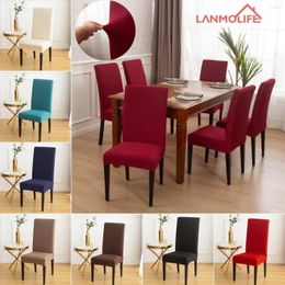 Chair Covers 1/4/6PC Solid Colour Cover Kitchen Dining Elastic Slipcover Furniture Protector Wedding Office Living Room El