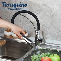 Kitchen Faucets Swivel Faucet Pull Out Tap Griferia De Cocina Brass Black Single Hole Deck Mounted Taps Sprayer Mixer
