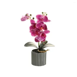 Decorative Flowers Artificial Orchid Bonsai With Pot Potted Phalaenopsis Home Indoor Pink