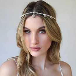 Hair Clips Bohemia Rhinestone Head Chain Forehead Pendant Headpiece Wedding Headband Crystal Headdress Bridal Jewelry