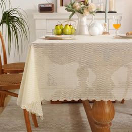 Table Cloth Simple Style INS Hollow Cover Furniture For Dinner Room Wedding Decor Solid Colour Bedside Dust