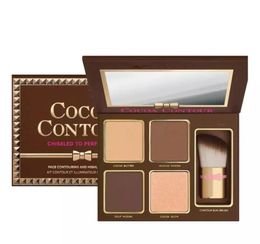 StockingBrand Makeup COCOA Contour Kit Highlighters Palette Nude Color Cosmetics Face Concealer with Contour Buki Brush DHL1473512