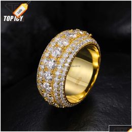 Band Rings Band Rings Luxury 5 Rows Moissanite Ring Pass Diamond Tester 925 Sterling Sier Shiny Fashion Jewellery Men Drop Delivery R Dhkxw