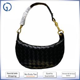 mirror quality shoulder moon hobo bag leather weave cross body handbag designer crossbody bag 25cm