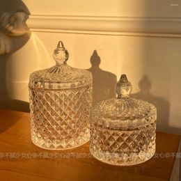 Decorative Figurines Korean Pineapple Pattern Cube Sugar Glass Jar Jewelry Storage Home Resumption Decoration Nordic