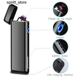 Lighters Mini Cross Double Arc USB Light Touch Sensor Portable Outdoor Windproof Plasma Pulse Flameless Metal Light for Men and Women Gift S24513