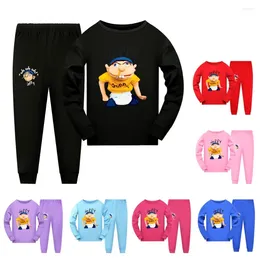 Clothing Sets Anime Jeffy Hand Puppet Clothes Kids Cartoon Long Sleeve Pyjamas Youth Boys Sleepwear Children's Casual T-shirts Pants 2pcs