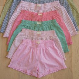 Boxers for Women Y2K Aesthetic Elastic Waist Striped Plaid Print Pyjama Shorts Teen Girls Summer Cute Lounge Bottoms Sleepwear 240511