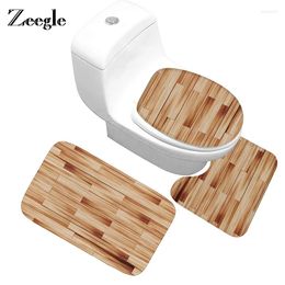 Bath Mats Zeegle Soft Flannel Mat For Bathroommat Non-slip Memory Foam Shower Room Toilet Floor Rugs Wood Printed