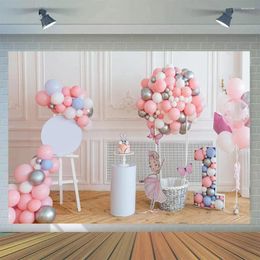 Party Decoration Happy Birthday Pography Backdrop Pink Balloon Po Wall Banner Cake Table Supplies Studio Props