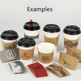 Disposable Cups Straws 500pcs Paper Cup Insulated Sets Customized Milk Tea Coffee Plastic Print Brand Logo Sleeve